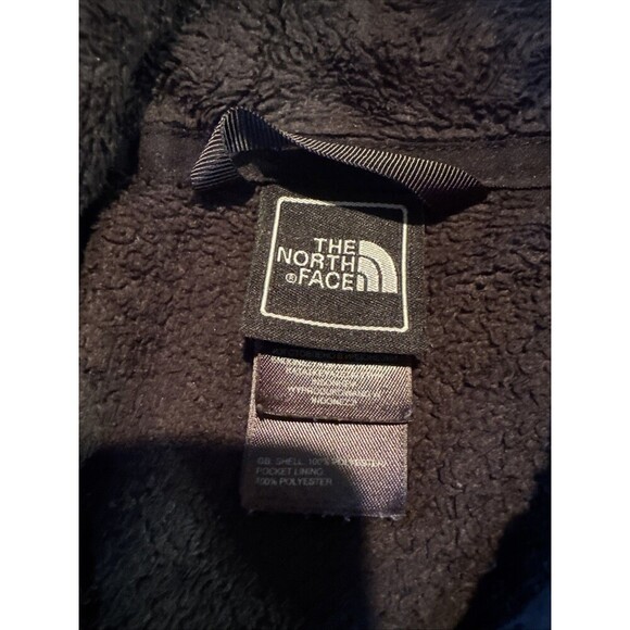 The North Face Black Fuzzy Furry Full Zip Fleece Jacket girls Sz Medium (10/12) - Picture 3 of 7